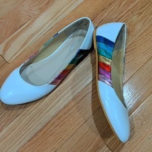 Modcloth Wanted Rainbow Metallic Flats